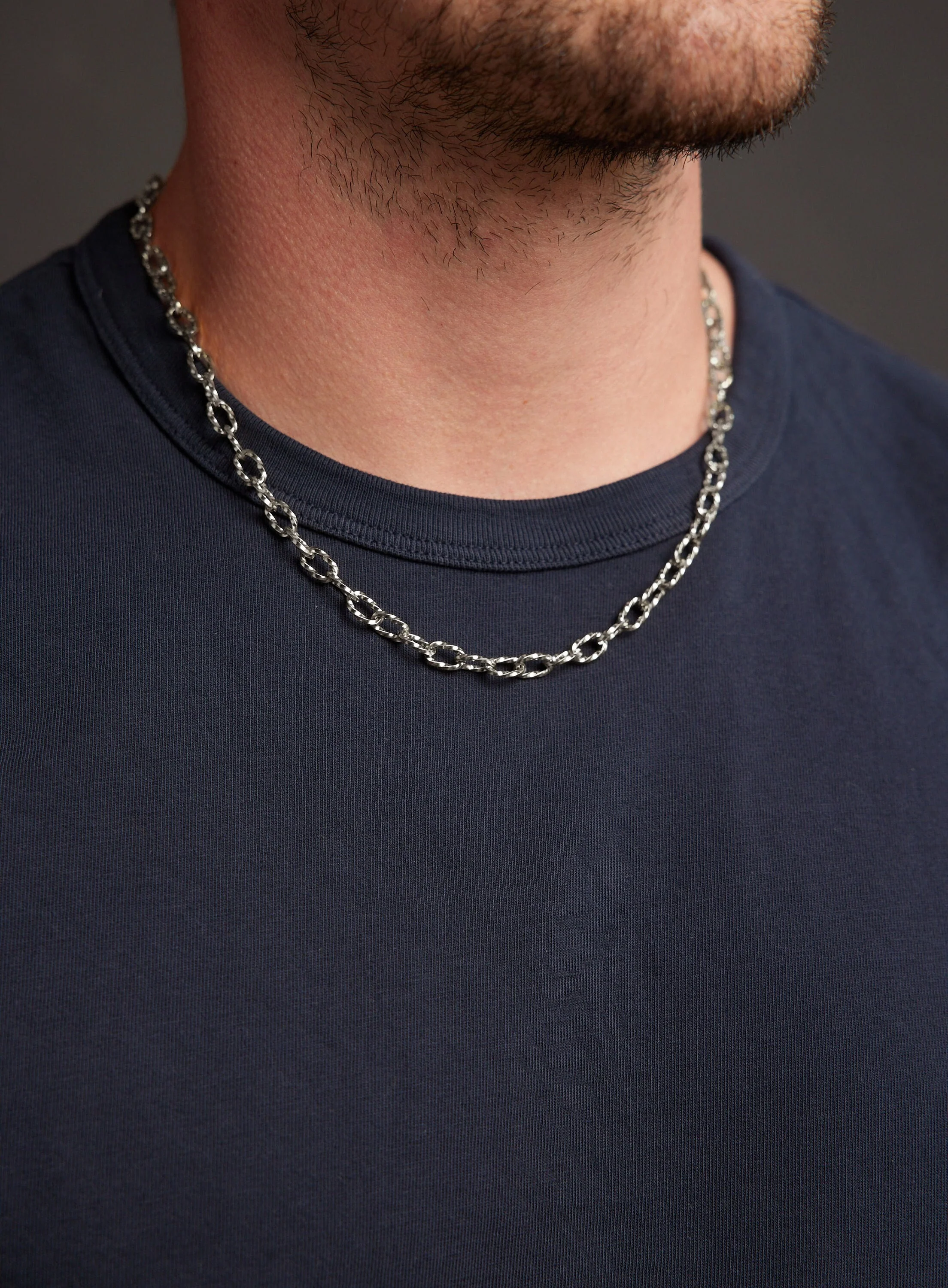Waterproof 6mm Bevel Oval Cable Chain Necklace for Men