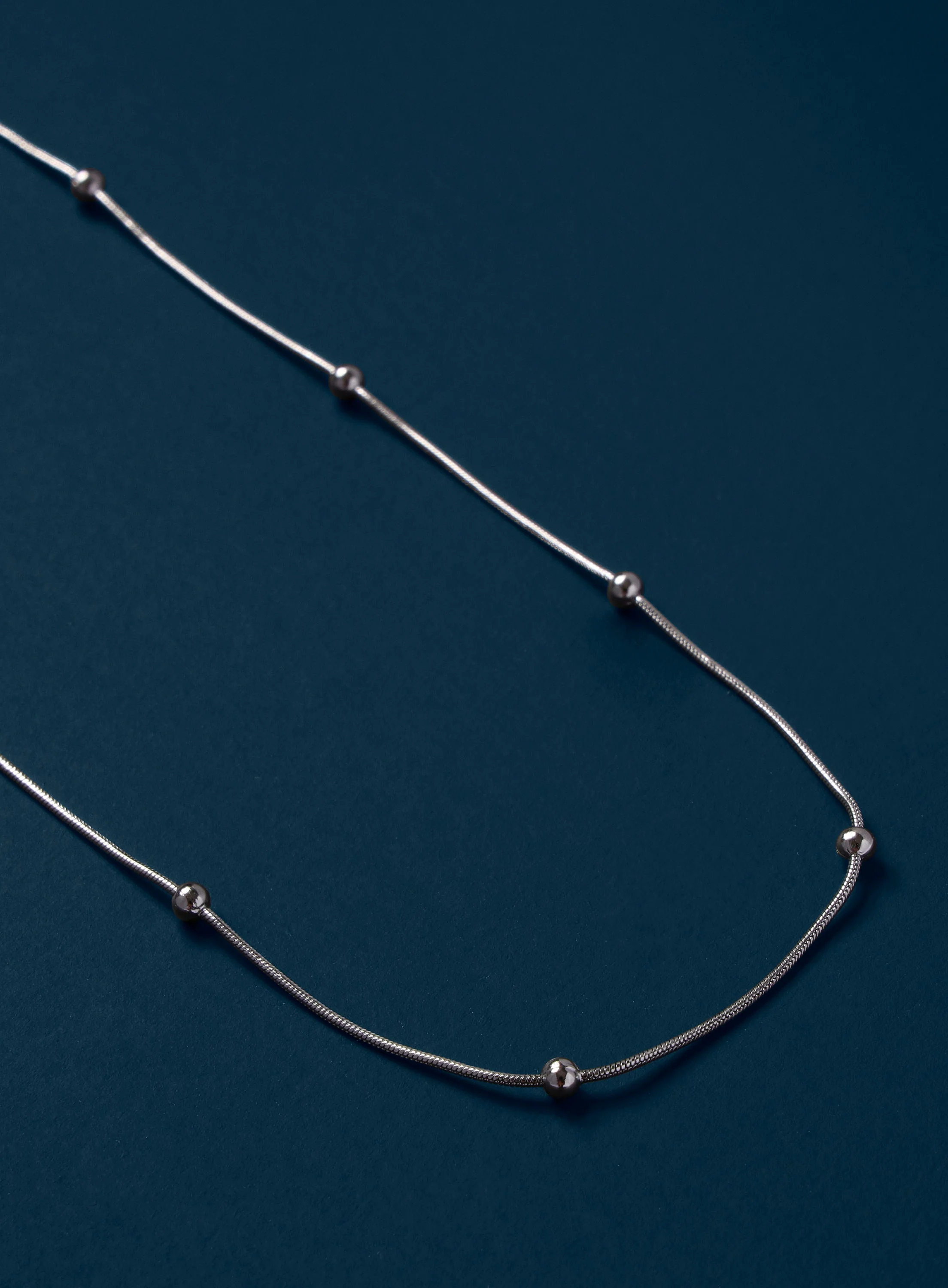 Waterproof Silver Stainless Steel Minimalist Satellite Chain Necklace - Image 4