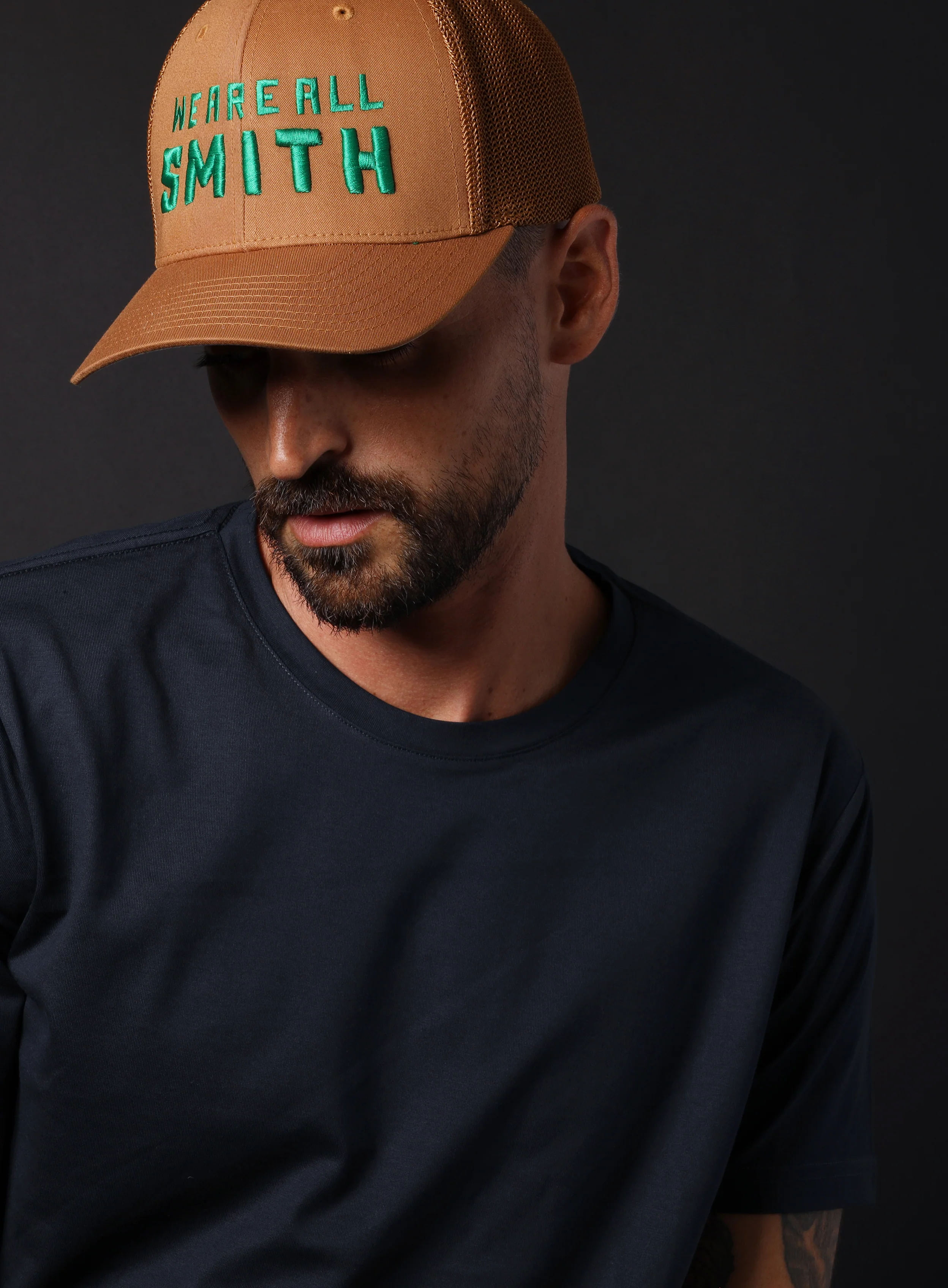 We Are All Smith Caramel + Green Mesh back trucker cap - Image 9