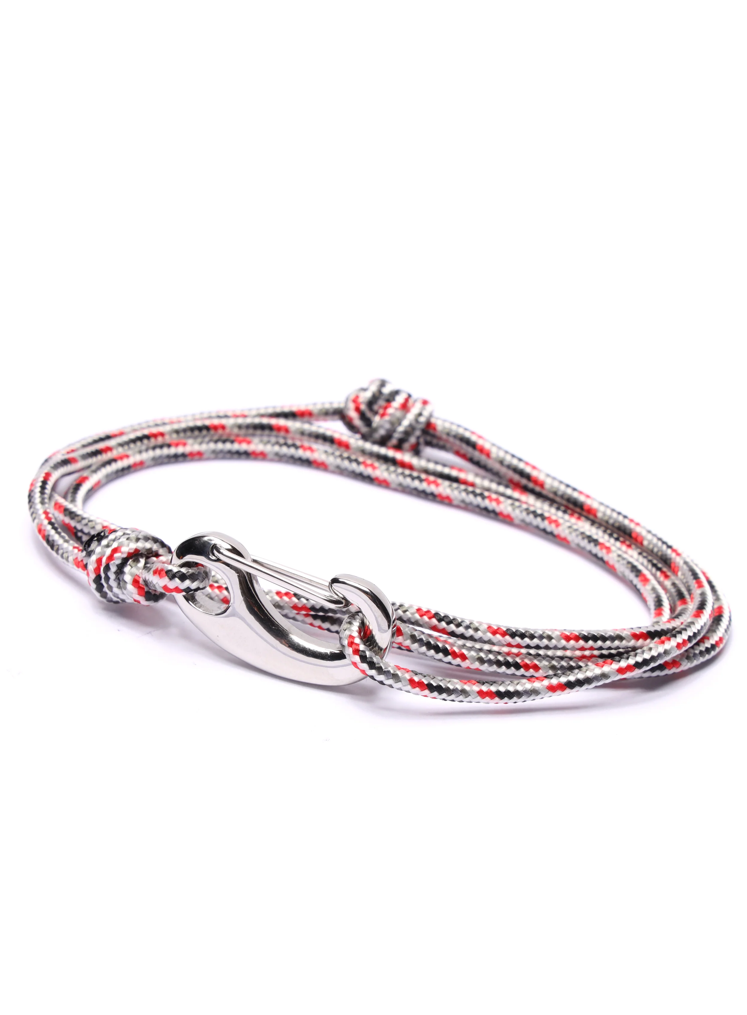 White + Gray Tactical Cord Bracelet for Men (Silver Clasp - 24S) - Image 5