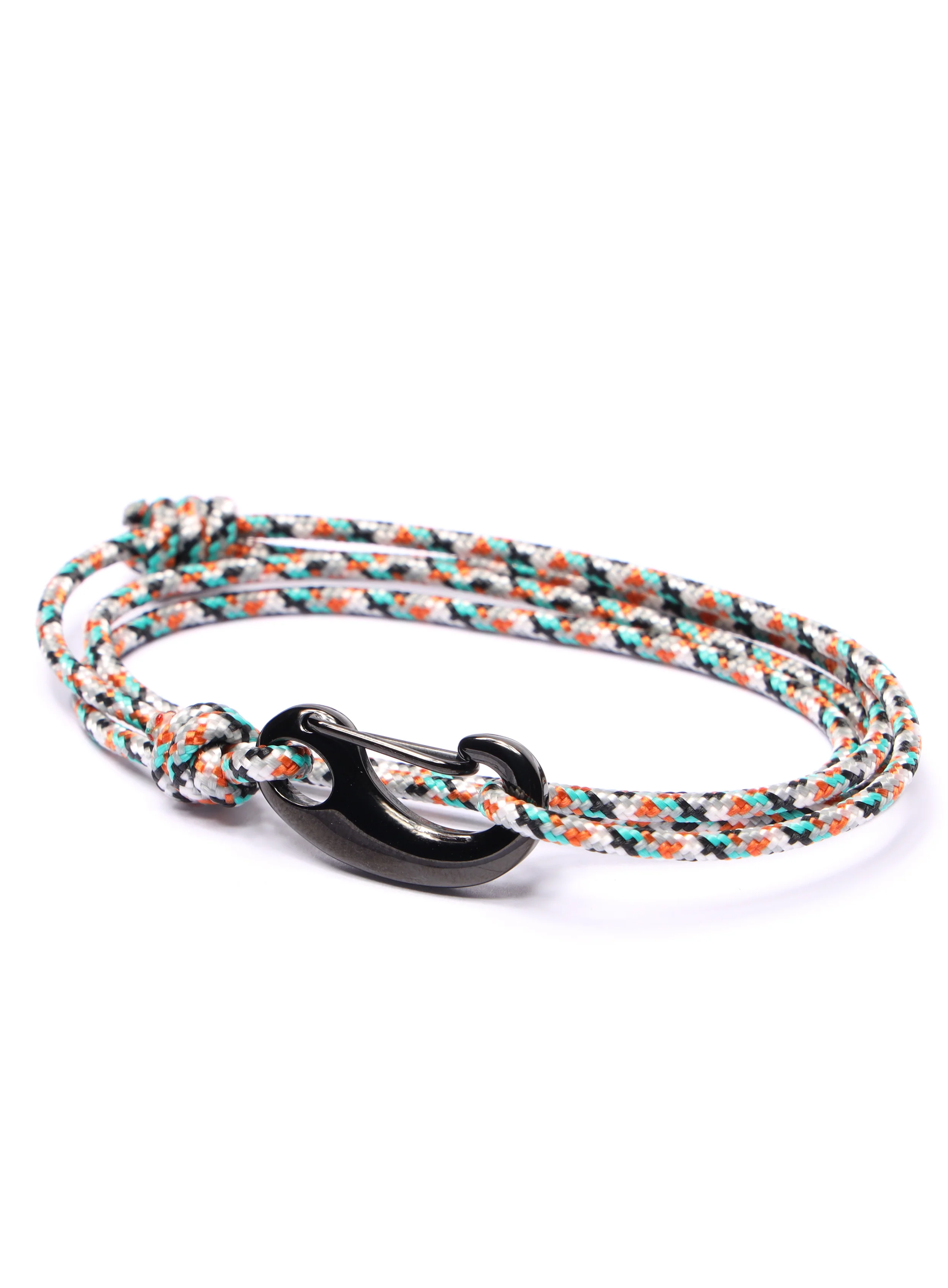 White + Orange Tactical Cord Bracelet for Men (Black Clasp - 25K) - Image 3