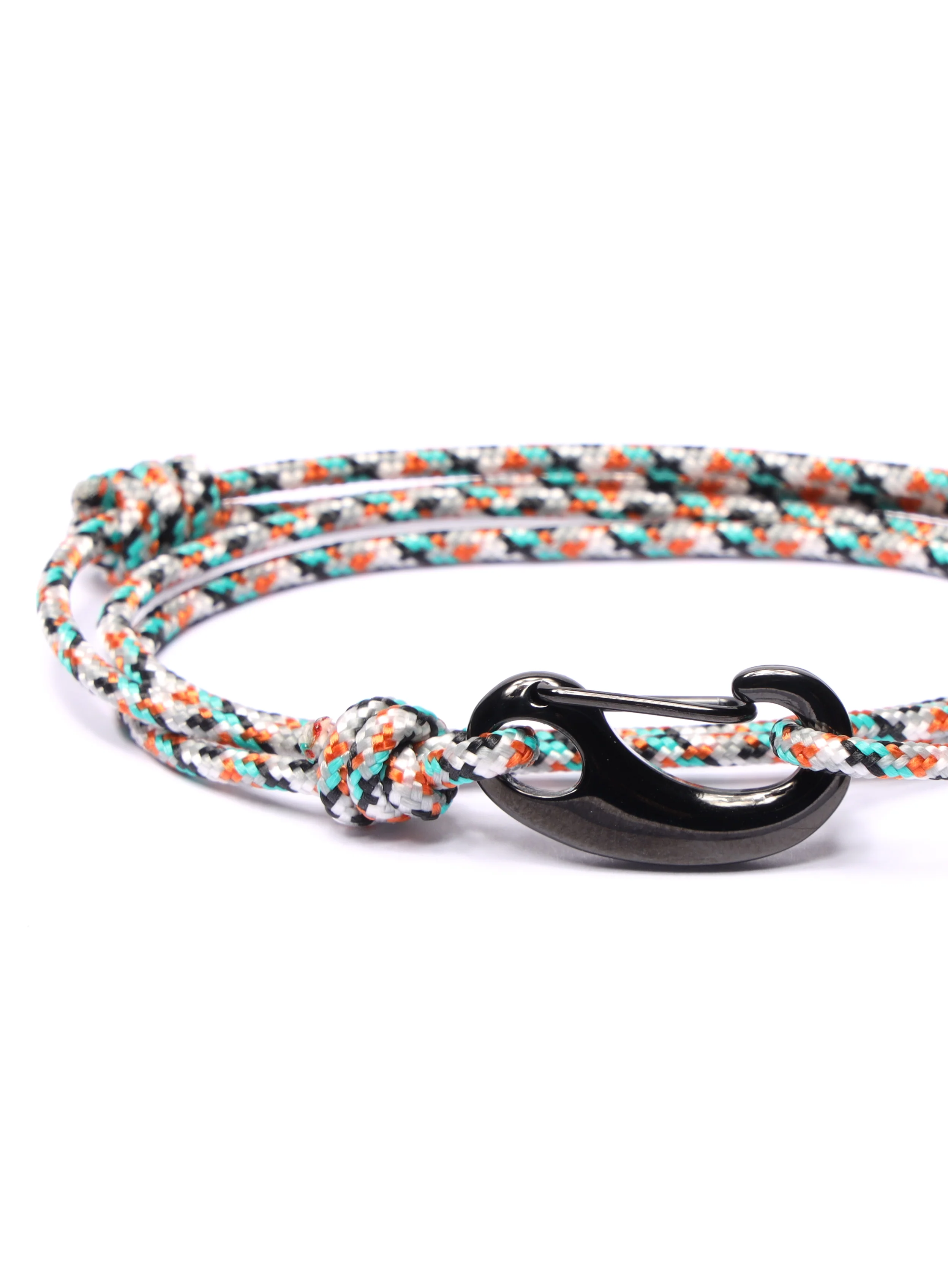 White + Orange Tactical Cord Bracelet for Men (Black Clasp - 25K) - Image 5